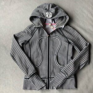 Lululemon ~ Scuba Hoodie Black and White Stripe ~ Size 2